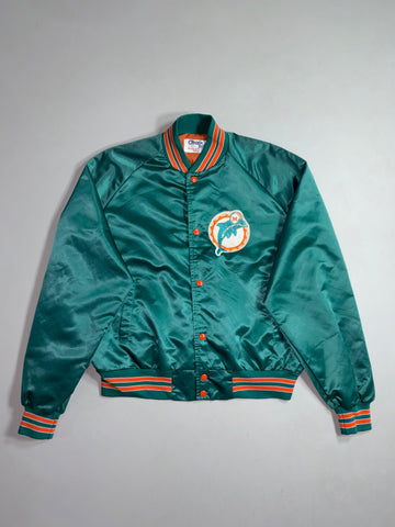 Chalk Line | Miami Dolphins Teal Satin Bomber Jacket (XL)
