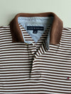 Tommy Hilfiger Brown & White Striped Polo Shirt (2XL)