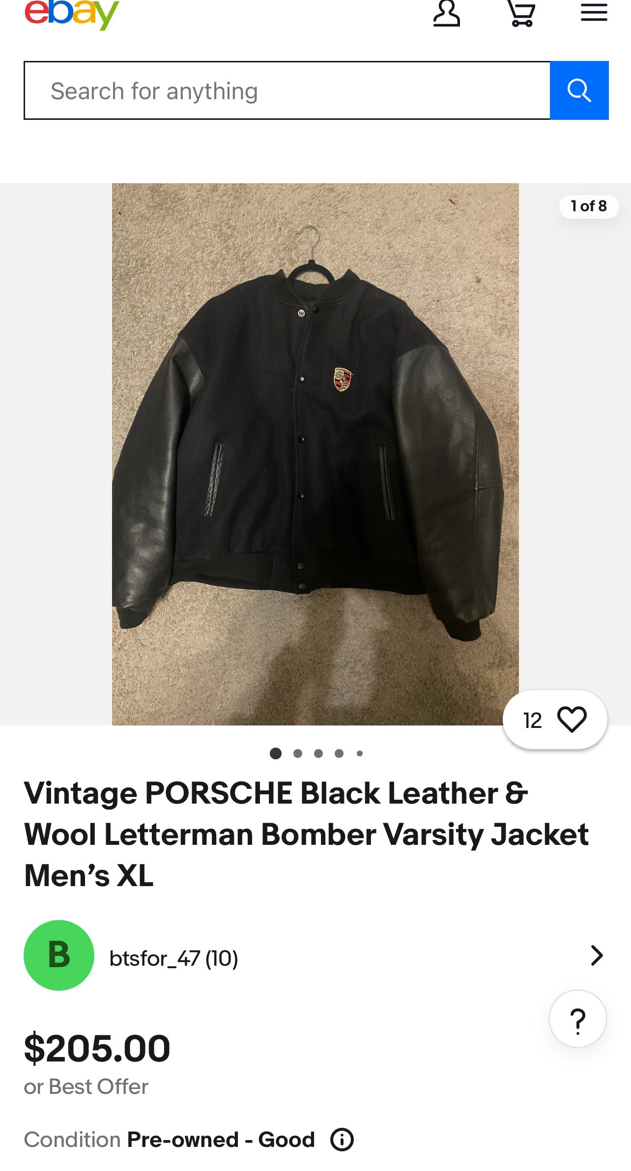 ZVintage Porsche Leather & Wool Letterman Varsity Jacket (RARE FIND) (L/XL)