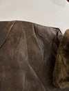 Vintage Shih Ghia Brown Leather Bomber Jacket with Detachable Fur Collar, Made in Spain (M/L)