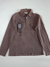 Big Train Embroidered Crest Long Sleeve Polo Shirt – Washed Brown (L)