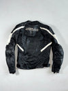 Segura Black, White & Red Leather Motorcycle Racing Jacket – Racing Technology Logos Padded(S)