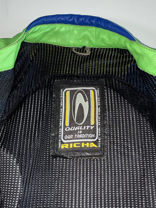Richa Kawasaki-Green Racing Leather Jacket Padded (L)