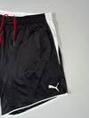 Puma #5 Football Shorts – Black/White, Red Drawstring (W:34) (L:17)