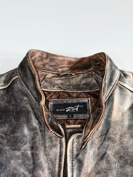 Black Rivet Premium Original Pure Heavy Leather Jacket (M)