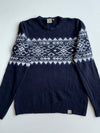 Carhartt Navy Fair Isle Knit Sweater – Nordic Pattern Crewneck (M)