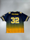 Colosseum Athletics University of Michigan Wolverines #32 Navy to Maize Gradient Fade NCAA Football Jersey (XL/2XL)
