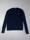 Polo Ralph Lauren Navy Cable Knit Crewneck Sweater (S)