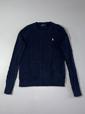 Polo Ralph Lauren Navy Cable Knit Crewneck Sweater (S)