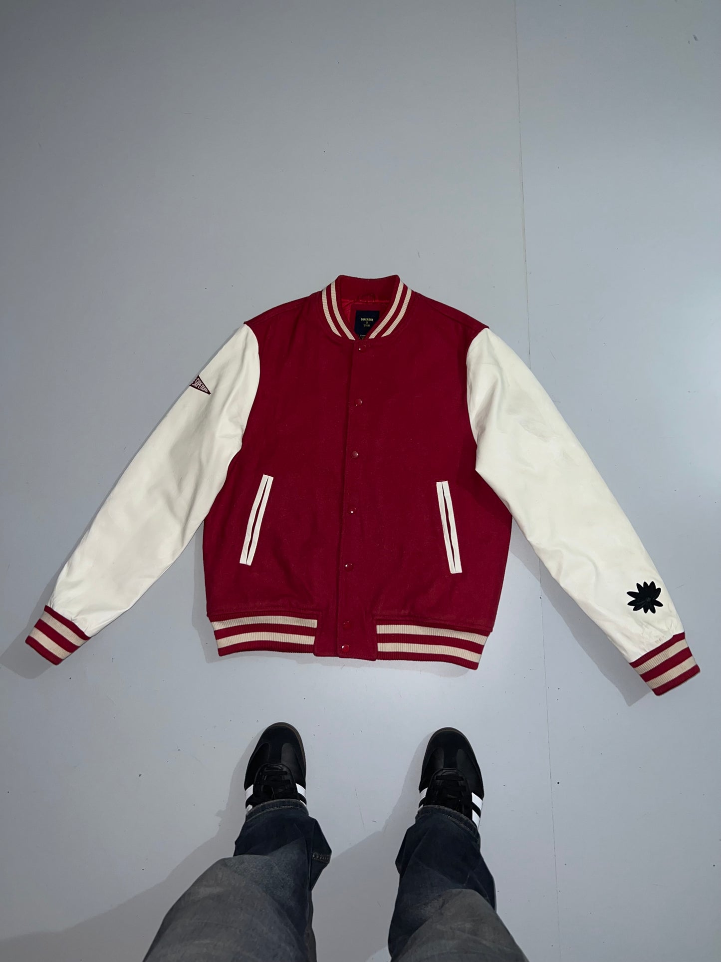 ZSUPERDRY Original Varsity Jacket (RARE) (Leather sleeve) (L)