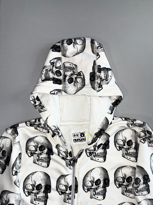 NUNUNU All-Over Skull Print Zip-Up Hoodie (XS)