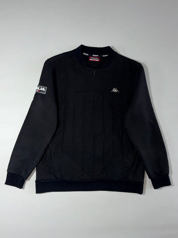 Kappa Italia Track Top – Black Quilted Panel Pullover (M)