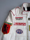90's Dolce & Gabbana Vintage Racing Leather Jacket | “Indianapolis” Monte Carlo Patches | White Sheep Leather | Made in Italy Size (S/M)