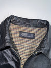 Vintage 90s Polo Ralph Lauren 100% Leather Harrington Jacket – Black Plaid Lined (L)