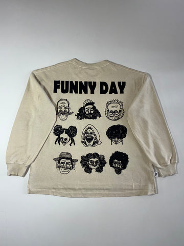 Funny Day” Graphic Long Sleeve Tee  Beige (XL)