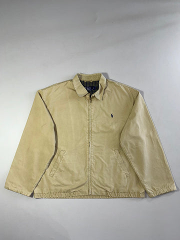Vintage 90s Polo Ralph Lauren Khaki Harrington Jacket (2XL)