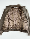 Areuban Distressed Brown Suede Zip Bomber with Contrast Stitching & Elastic Hem, (M)