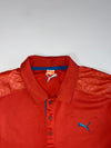 Puma Long Sleeve Performance Polo with Checkered Shoulder Panels – Rust Orange (XL)
