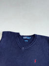 Vintage 90s Polo Ralph Lauren Navy Knit Sweater Vest – Red Pony – Made in Macau (2XL/3XL)