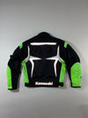 Kawasaki Racing Motorcycle Jacket  Black & Neon Green Padded Biker Jacket (XL)