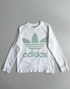 Adidas Originals | White & Sage Trefoil Crewneck Sweatshirt | (S)