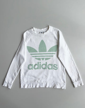 Adidas Originals | White & Sage Trefoil Crewneck Sweatshirt | (S)