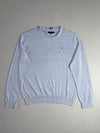 Tommy Hilfiger Light Blue-Grey Crewneck Cotton Knit Sweater (XL)