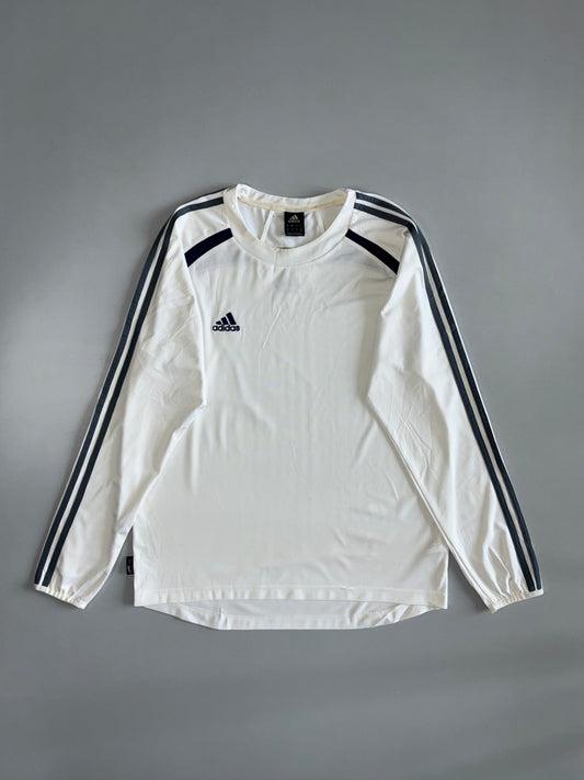 Adidas White Climalite Long-Sleeve Sports Top – Navy 3-Stripes (XL)