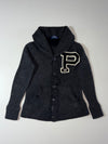 Polo Ralph Lauren “P” Varsity Patch Shawl Collar Cardigan – Charcoal (XXS)