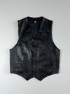 Vintage Leather Vest – Genuine Leather Waistcoat Black (S)