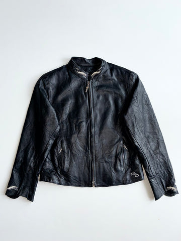 Vintage Harley-Davidson Women's Black Leather Jacket – Made in USA (M)