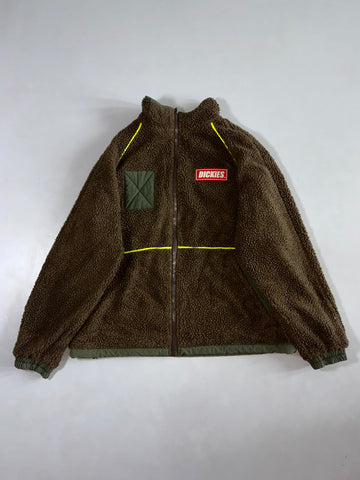 Dickies Olive Green Sherpa-Lined Puffer Jacket Full Zip Insulated Winter Jacket (XL/2XL)