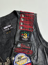 Vintage 90s Shelter Leather Biker Vest with Sturgis & Laconia Rally Patches (XL)
