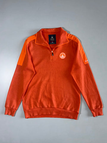 “Yachting Normandie Orange Colorblock Quarter Zip Sweatshirt”(M)