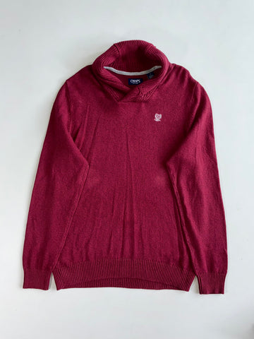 Chaps Shawl Collar Knit Sweater Maroon (L)