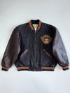 New Boy Warrior Vintage Pure Leather Sleeves Bomber Jacket (M)
