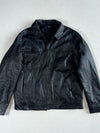 Society Team Black Leather Zip-Up Collared Jacket – Quilted Lining (XL)