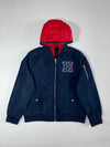 Tommy Hilfiger Hooded Bomber Jacket Navy Red (L)
