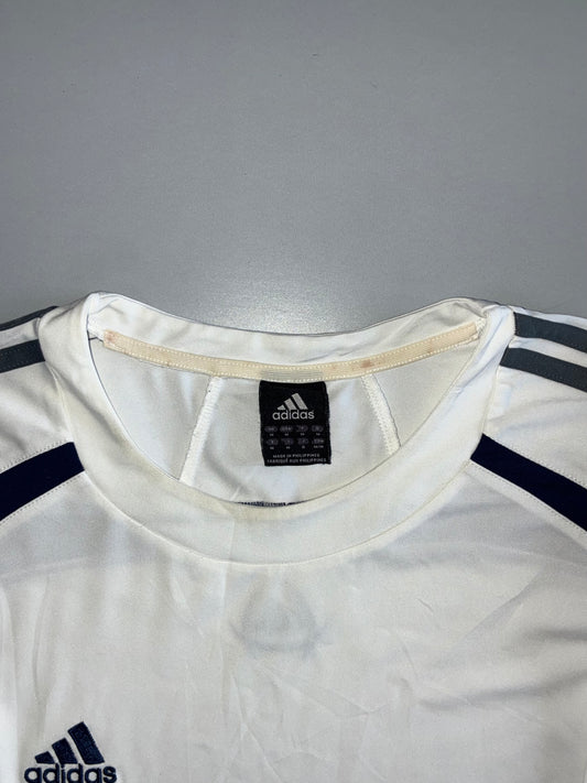 Adidas White Climalite Long-Sleeve Sports Top – Navy 3-Stripes (XL)