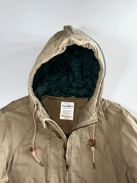 Pull & Bear Garment Co. Hooded Hard cotton Canvas Field Jacket (L)