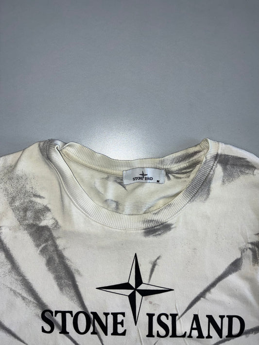 Stone Island | Compass Logo Tie-Dye T-Shirt | Cream/Grey (M)