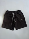 Puma Black Sweat Shorts White Drawstring Logo (W:30) (L:17.5)