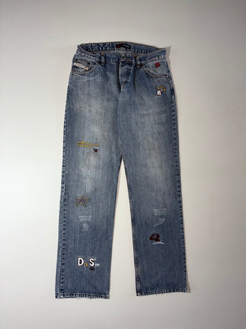 Diesel Embroidered Patch Jeans – Light Wash, Y2K(W:32) (L:44)