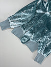 Vogue Style Reversible Velvet Hooded Jacket – Icy Blue w/ Gold Sun Embroidery (XS)