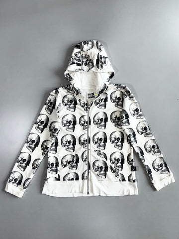 NUNUNU All-Over Skull Print Zip-Up Hoodie (XS)