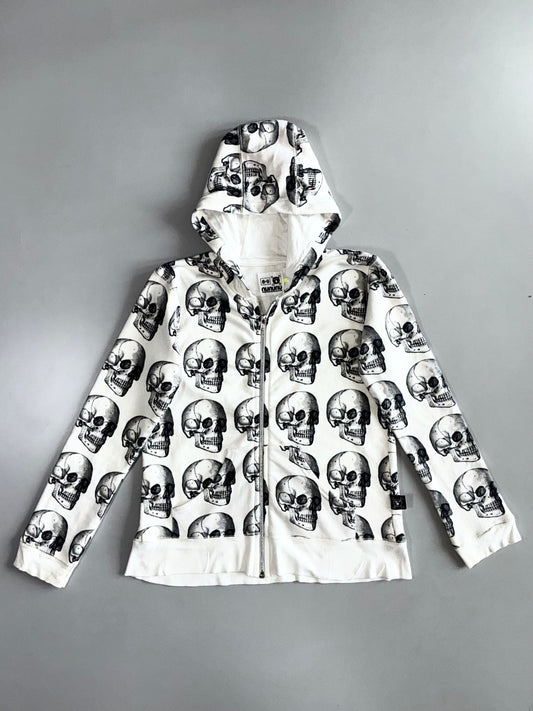 NUNUNU All-Over Skull Print Zip-Up Hoodie (XS)