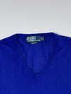 Polo Ralph Lauren | Royal Blue V-Neck Varsity Patch Sweater | (M)