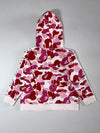 Bape Kids Pink ABC Camo Zip Hoodie – Pink/Maroon camo, Bape Sta tape sleeves,Kids (XXS)