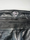 Vintage Lookwell Leather Motorcycle Pants – Black Silver Panel Racing Biker Trousers (W:36) (L:44)
