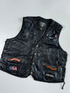 Vintage Genuine Leather Biker Vest with “Live To Ride” Eagle Patch & USA Moto Badges (XL)